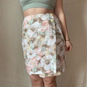 vintage floral pastel wrap mini skirt
